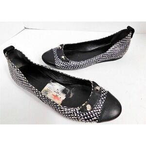 Balenciaga Paris Arena Black White Genuine Snakeskin & Leather Flats Italy‎ 36